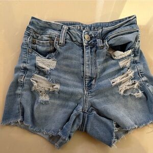 American Eagle Outfitters Distressed Light Blue Denim Shorts